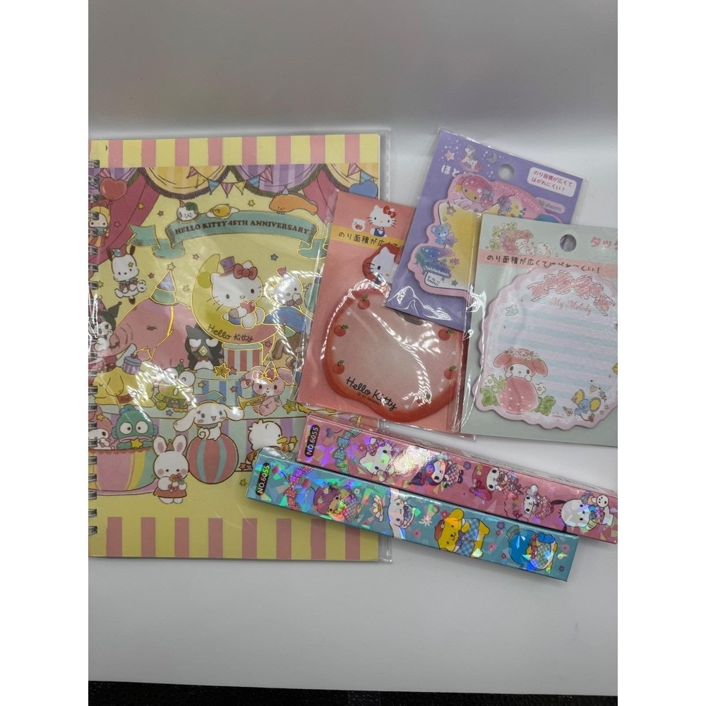 Sanrio Stationery Bundle Hello Kitty Notebook Sticky Notes Blind Box Pens Set